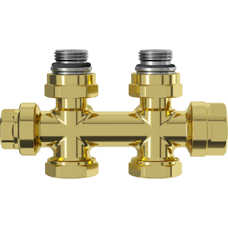 Mexen Uni-Term radiator valve angled/straight, Duplex, DN50, gold - W908-000-50