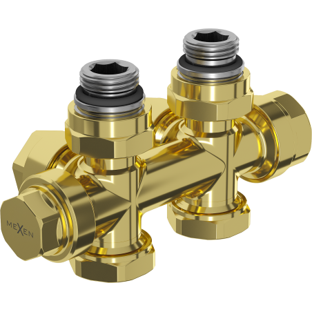 Mexen Heizkörperventil Eck-/Durchgangsform, Duplex, DN50, Gold - W908-000-50