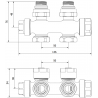 Mexen hoek-/rechte radiatorklep, Duplex, DN50, goud - W908-000-50