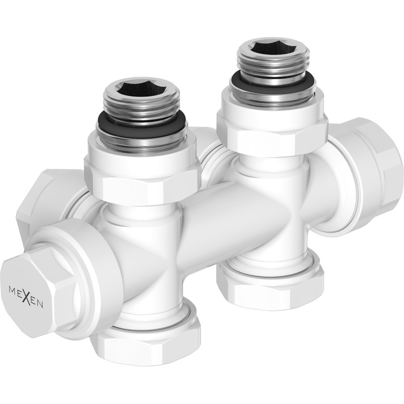 Mexen Uni-Term radiaatori nurk-/sirgeventiil, Duplex, DN50, valge - W908-000-20