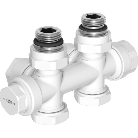 Mexen Uni-Term Heizkörperventil Eck-/Durchgangsform, Duplex, DN50, weiß - W908-000-20
