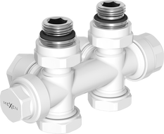 Mexen Uni-Term valvola del radiatore angolare/dritta, Duplex, DN50, bianco - W908-000-20