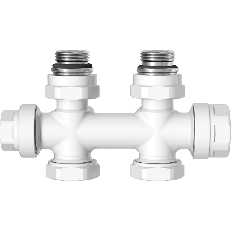 Mexen Uni-Term valvola del radiatore angolare/dritta, Duplex, DN50, bianco - W908-000-20