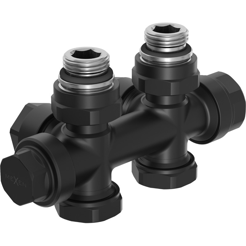 Mexen Uni-Term radiaatori nurgikera/sirge ventiil, Duplex, DN50, must - W908-000-70