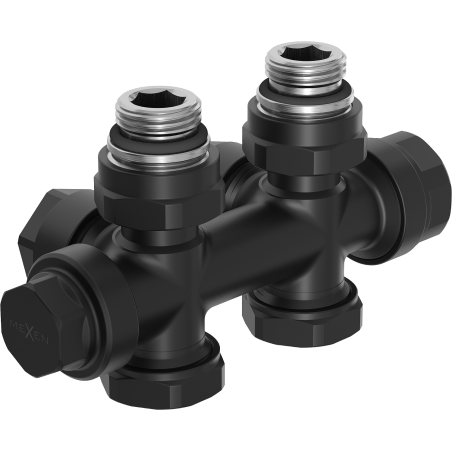 Mexen Uni-Term radiaatori nurgikera/sirge ventiil, Duplex, DN50, must - W908-000-70