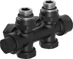 Mexen Uni-Term radiator valve angular/straight, Duplex, DN50, black - W908-000-70