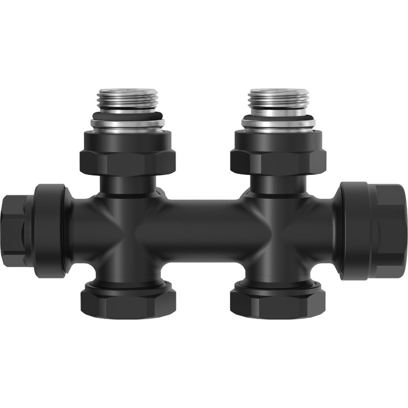 Mexen Uni-Term kulmikas/suora patteriventtiili, Duplex, DN50, musta - W908-000-70