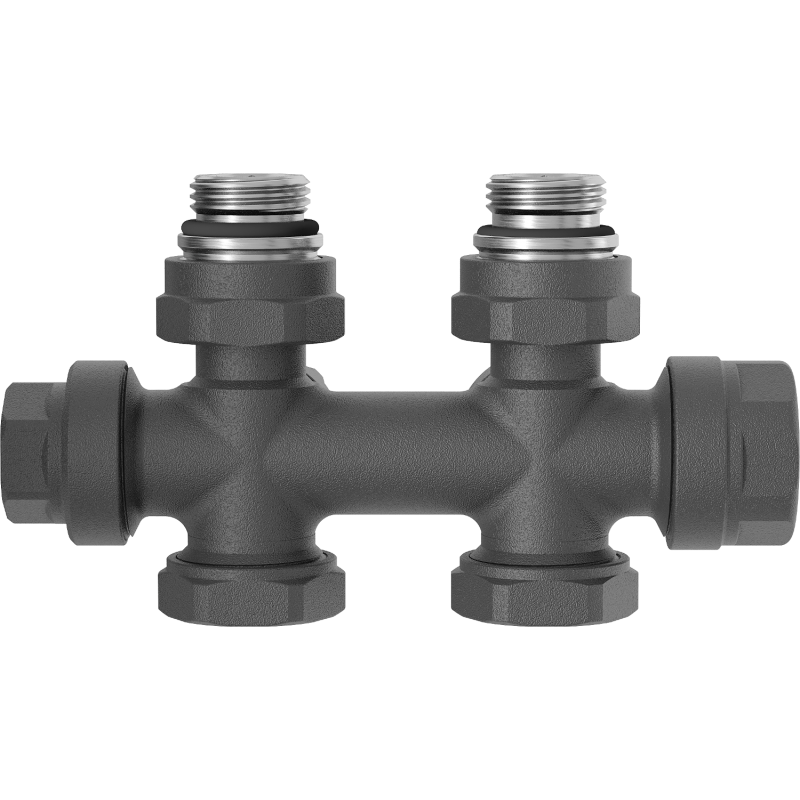 Mexen Uni-Term angled/straight radiator valve, Duplex, DN50, anthracite - W908-000-66