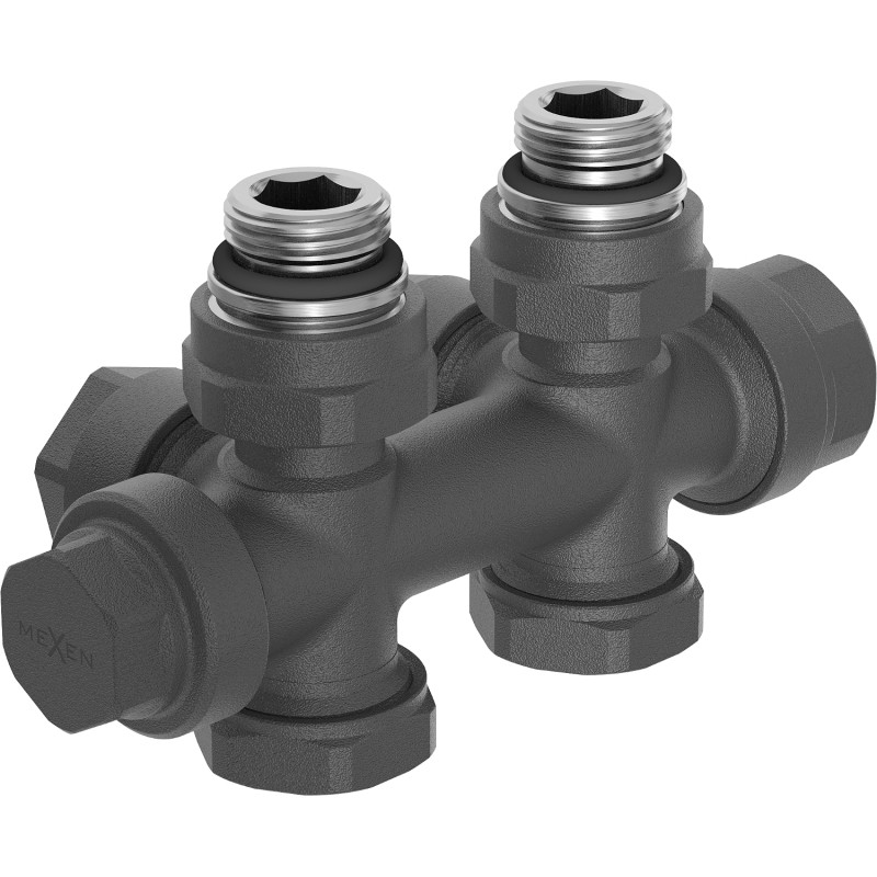 Mexen Uni-Term radiaatori ventiil nurkne/sirge, Duplex, DN50, antratsiit - W908-000-66