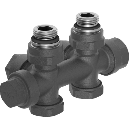 Mexen Uni-Term Heizkörperventil Eck-/Durchgangsform, Duplex, DN50, Anthrazit - W908-000-66