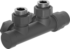 Mexen hoekradiatorkraan, Duplex, DN50, antraciet - W907-000-66