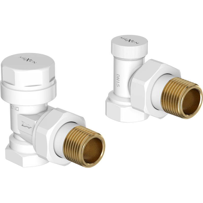 Mexen Uni-Term patteriventtiilit kulmikkaat, valkoiset - W901-000-20