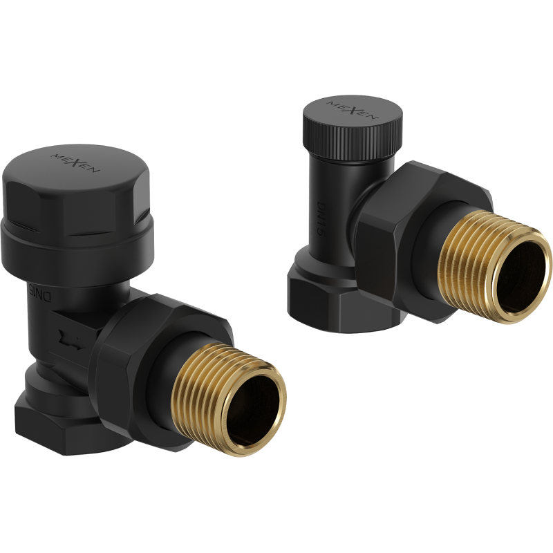 Mexen Uni-Term angled radiator valves, black - W901-000-70