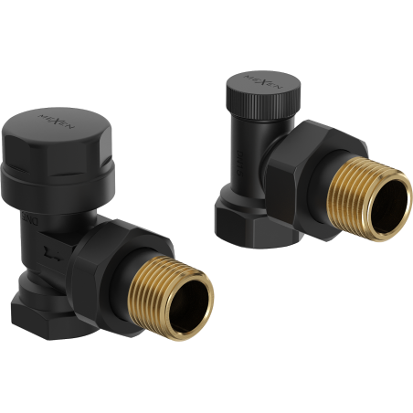 Mexen Uni-Term angled radiator valves, black - W901-000-70