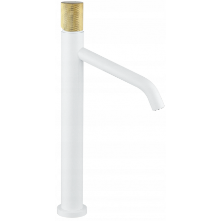 Mexen Rumba One grifo de lavabo alto, blanco/dorado - 73511-25