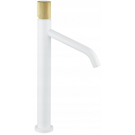Mexen Rumba One robinet de lavabo haut, blanc/doré - 73511-25