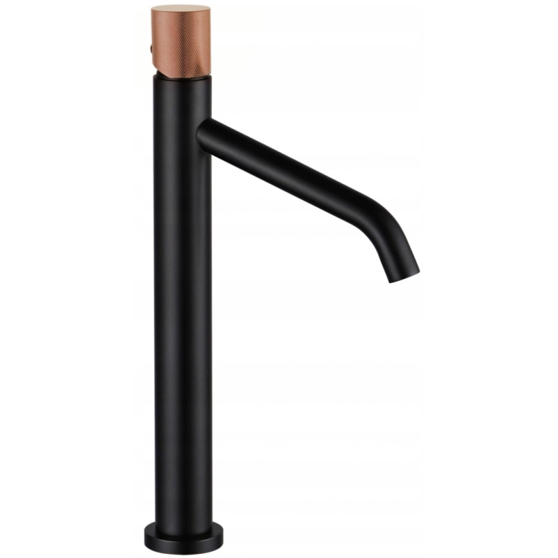 Mexen Rumba One  tall basin faucet, black/rose gold - 73511-76