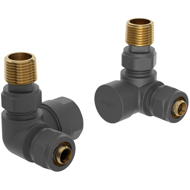 Mexen Axial Radiator Valves, Anthracite - W903-000-66