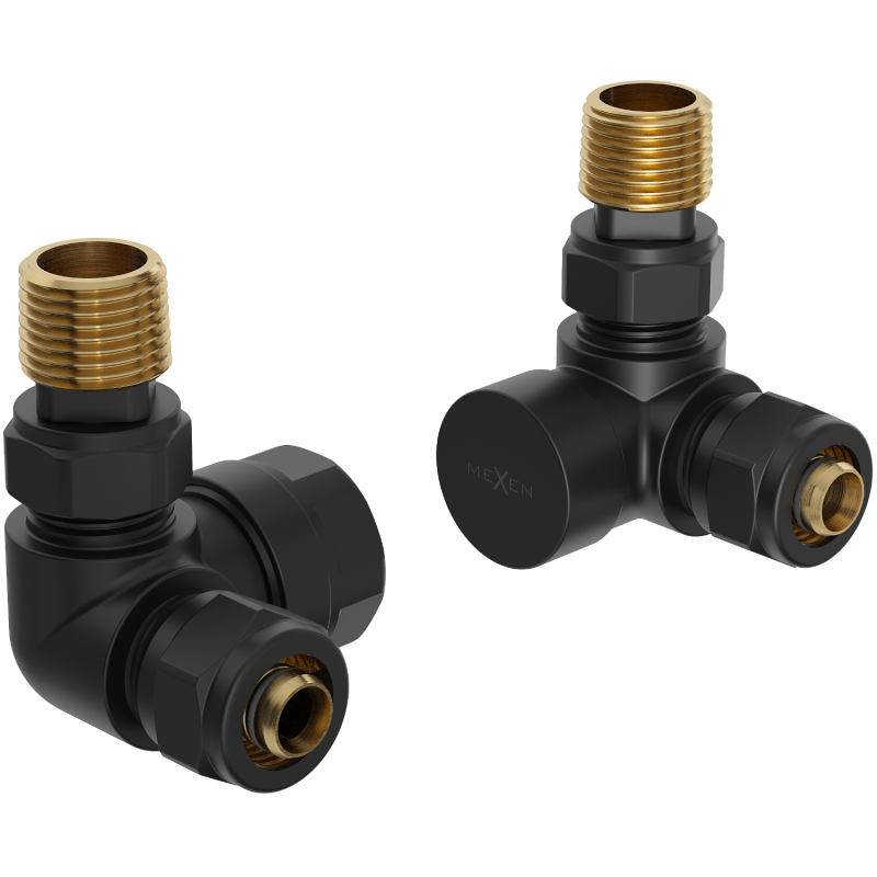 Mexen Uni-Term axial radiator valves, black - W903-000-70