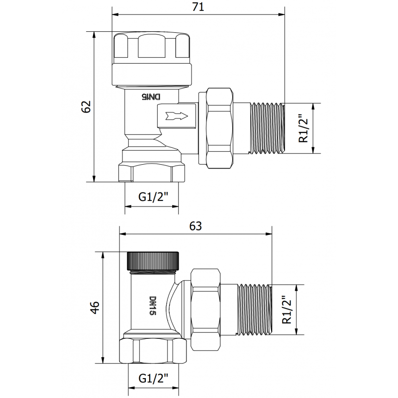 Mexen Uni-Term radiatorkranen haaks, chroom - W901-000-01