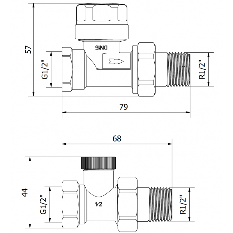 Mexen Uni-Term valvole del radiatore diritte, dorate - W902-000-50