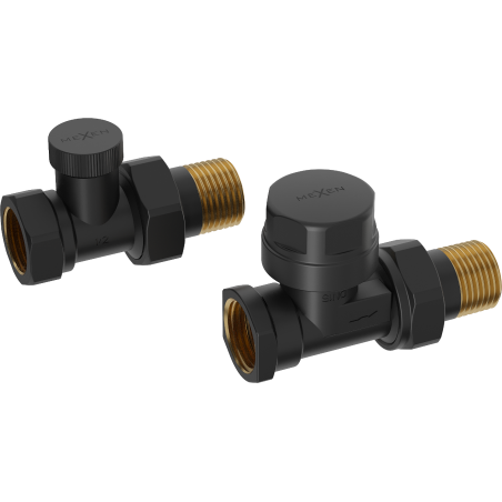 Mexen Uni-Term vannes de radiateur droites, noir - W902-000-70