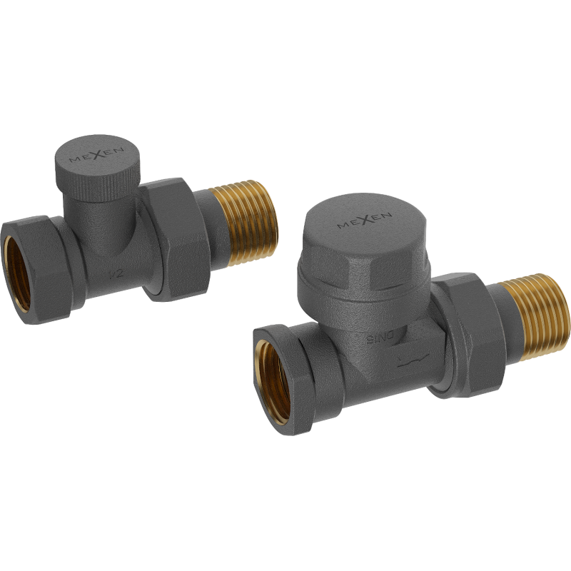 Mexen Uni-Term straight radiator valves, anthracite - W902-000-66
