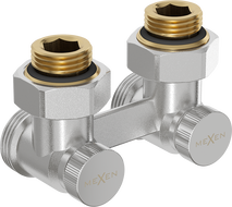 Mexen radiatorklep tweepijps DN50, hoekig 1/2"x3/4", nikkel - W911-012-01