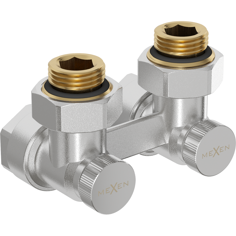 Mexen tweepijps radiatorklep DN50, hoek 1/2"x16 mm, nikkel - W911-016-01