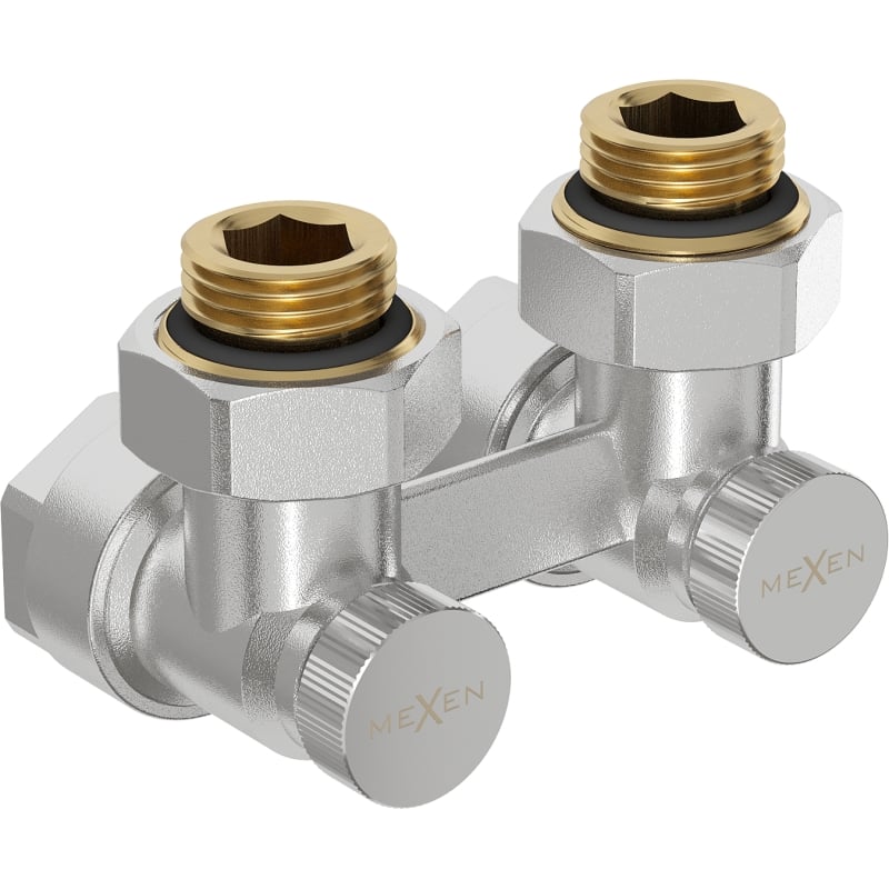 Mexen Uni-Term kahe toruga radiaatoriklapp DN50, nurkne 1/2"x16 mm, nikkel - W911-016-01