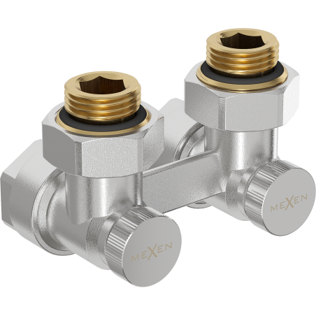 Mexen Uni-Term kahe toruga radiaatoriklapp DN50, nurkne 1/2"x16 mm, nikkel - W911-016-01