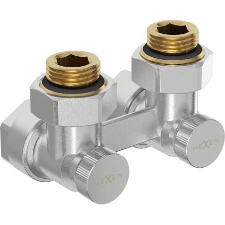 Mexen Uni-Term valve de radiateur bitube DN50, angle 1/2"x16 mm, nickel - W911-016-01