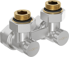 Mexen Uni-Term dvorazredni ventil za radiator DN50, kotni 1/2"x16 mm, nikel - W911-016-01