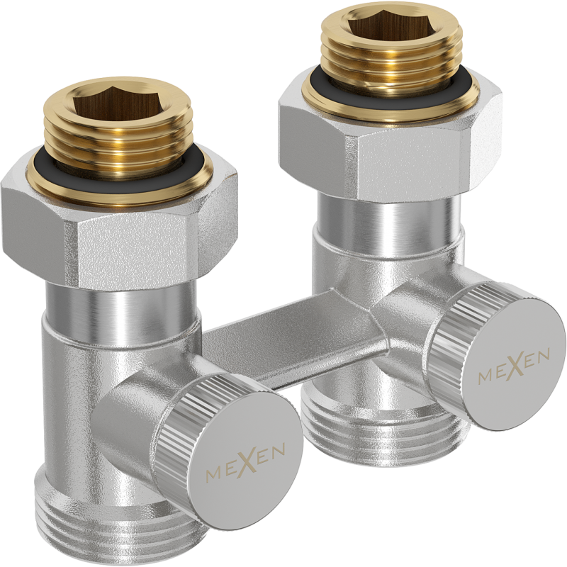 Mexen Heizkörperventil zweiadrig DN50, gerade 1/2"x3/4", Nickel - W912-012-01