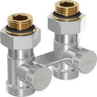 Mexen dubbele radiatorafsluiter DN50, recht 1/2"x3/4", nikkel - W912-012-01