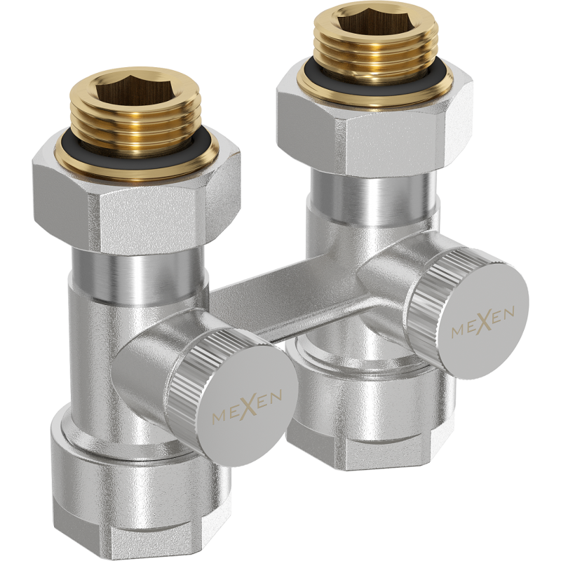 Mexen tweepijps radiatorklep DN50, recht 1/2"x16 mm, nikkel - W912-016-01