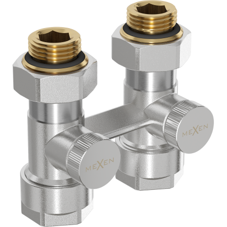 Mexen Uni-Term dvorubni radijatorski ventil DN50, ravni 1/2"x16 mm, nikal - W912-016-01