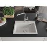 Mexen Oscar fregadero de granito de 1 seno 580 x 490 mm, blanco, sifón cromado - 6519581000-20
