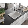 Mexen Oscar Granitspüle 1-Becken 580 x 490 mm, weiß, Chrom Siphon - 6519581000-20