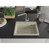 Mexen Oscar granitische spoelbak 1-kompartment 580 x 490 mm, beige, chrom sifon - 6519581000-69