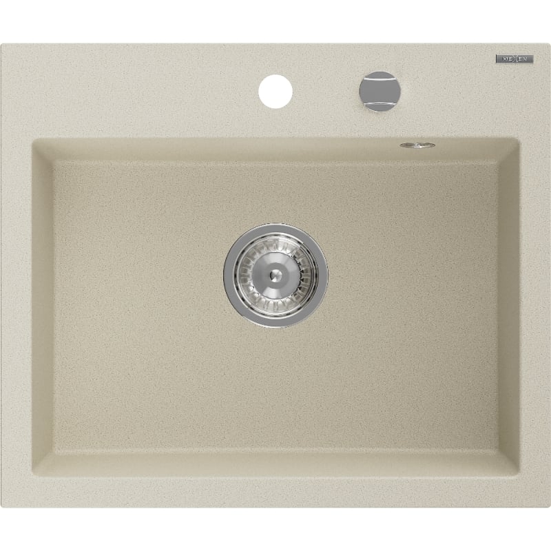 Mexen Oscar graniidist ühekohaline valamu 580 x 490 mm, beež, kroom sifoon - 6519581000-69