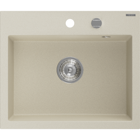 Mexen Oscar fregadero de granito de 1 compartimiento 580 x 490 mm, beige, sifón cromado - 6519581000-69