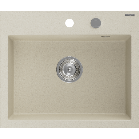 Mexen Oscar granite sink 1-bowl 580 x 490 mm, beige, chrome siphon - 6519581000-69