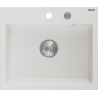 Mexen Oscar fregadero de granito de 1 cubeta 580 x 490 mm, blanco, sifón cromado - 6519581000-20