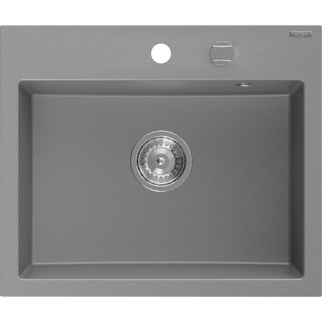 Mexen Oscar granitni sudoper s jednom komorom 580 x 490 mm, sivi, kromirani sifon - 6519581000-71