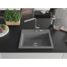 Mexen Oscar fregadero de granito de 1 cubeta 580 x 490 mm, gris, sifón cromado - 6519581000-71