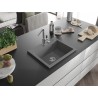 Mexen Oscar fregadero de granito de 1 cubeta 580 x 490 mm, gris, sifón cromado - 6519581000-71