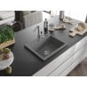 Mexen Oscar Granitspüle 1-Becken 580 x 490 mm, grau, Chromsiphon - 6519581000-71