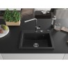 Mexen Oscar granitische spoelbak 1-kompartment 580 x 490 mm, zwart/zilveren metallic, chroom sifon - 6519581000-73