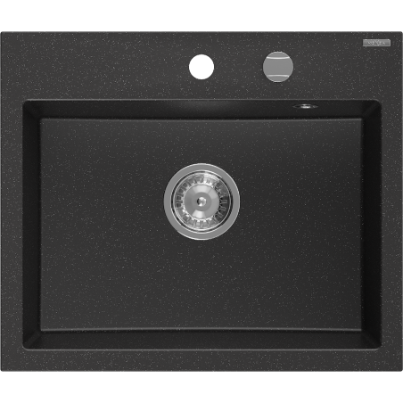 Mexen Oscar νεροχύτης γρανίτη 1-θαλάμου 580 x 490 mm, μαύρος/ασημί μεταλλικό,